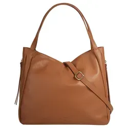 Umhängetasche SAMANTHA LOOK - Echt Leder aus Italien, braun (cognac) - Umhängetasche aus 100% italienischem Rindleder mit großzügigem Stauraum, ideal für Shopping und Alltag. Verstellbarer Schultergurt und verstärkter Boden für optimalen Komfort und Stabilität.