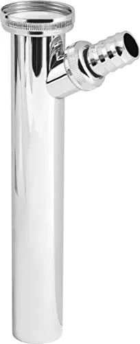 Cornat Verstellrohr - 1 1/4 Zoll x 32 mm - 200 mm Länge - mit Geräteanschluss für Waschmaschinen - aus ABS-Kunststoff - Verchromte Oberfläche / Siphon-Tauchrohr / TEC318504
