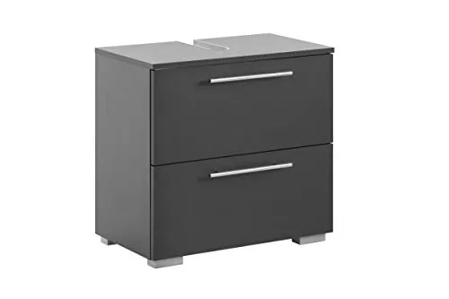 Schildmeyer Waschbeckenunterschrank Carlos – Modernes Design in Anthrazit - Unterschrank fürs Bad aus feuchtigkeitsbeständigem MDF, mit viel Stauraum für Handtücher und Kosmetik. Ideal für modernes Badezimmer, Made in Germany.