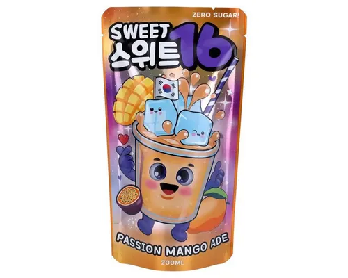 Sweet16 Softgetränk, Sweet16 Passion Mango koreanisches Getränk Ade zuckerfrei 200ml