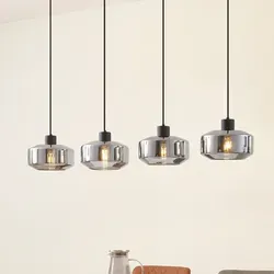 Lindby Hildur 4 Pendelleuchte 115cm in Rauch Grau/Schwarz - Stylische Pendelleuchte von Lindby, 115cm lang, mit elegantem Design in Rauch Grau/Schwarz – perfektes Licht für jeden Raum.