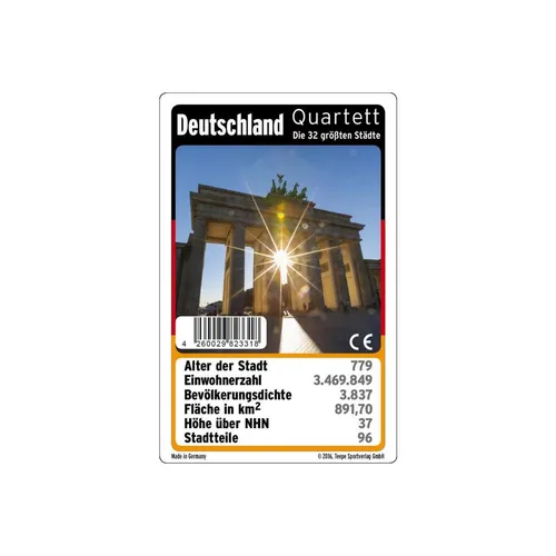 Teepe Sportverlag - Deutschland Quartett, spannendes Vergleichsspiel mit 32 deutschen Städten, ideal als Geschenk oder Mitbringsel