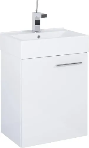 VBChome Badmöbel Set 45 cm Weiß Waschbecken mit Hängeschrank Badezimmerschrank mit Waschbecken Unterschrank Waschtisch 1-Türen Soft-Close Modern