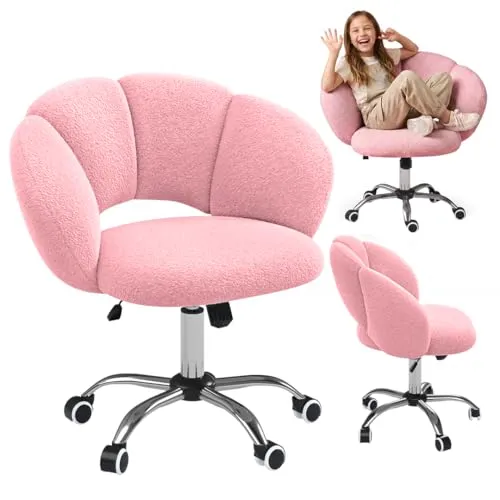 Bellabino Meli Kinderschreibtischstuhl in Wolkenform rosa – Ergonomischer, höhenverstellbarer 360° Drehstuhl für Kinder