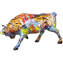 Casablanca Deko Figur Tierfigur Stier - Kunstharz im Street Art Design - Statuen - Ausgefallene 27 cm hohe Dekofigur im einzigartigen Street Art Design, perfekt als modernes Highlight in jedem Raum und tolles Geschenk für besondere Anlässe.