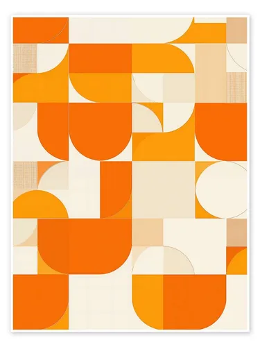 Posterlounge Wandbild Oranges Bauhaus Muster, Frank Daske, erhältlich als Poster, Leinwandbild, Wandsticker oder Acrylglasbild