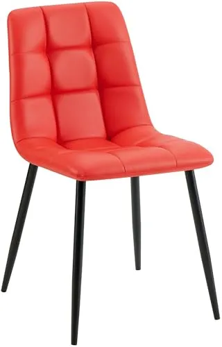 CLP Esszimmerstuhl Antibes - Kunstleder rot, modern & bequem - Stühle mit angenehmer Polsterung und pflegeleichtem Kunstleder. Ideal für Esszimmer, Küche oder Wohnzimmer – bis 150 kg belastbar und mit modernem Design.