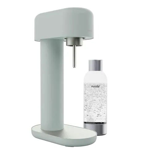 Mysoda Ruby 2 Wassersprudler - Stilvoller Salbeigrüner Aluminium Sprudler - Wassersprudler aus robustem Aluminium mit innovativer Frostschutzdüse für feinste Sprudelbläschen - ideal für jede Küche, ohne Strom und geräuscharm.