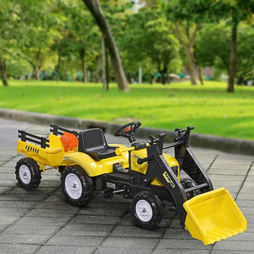 HOMCOM Trettraktor mit Anhänger für Kinder