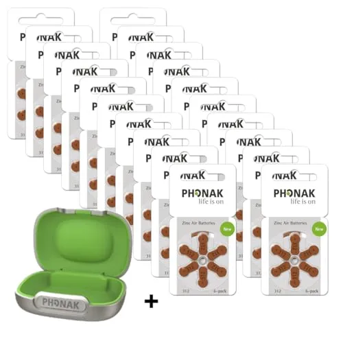 Phonak Hörgerätebatterien P312 - 120 Stück im Vorratspack - Batterien für Hörgeräte mit langer Haltbarkeit von bis zu 4 Jahren, inklusive praktischer Aufbewahrungsbox für sicheren Transport.