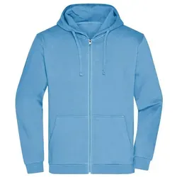 Herren Basic Kapuzen-Sweatjacke JN756, himmel-blau, Größe S - Arbeits- & Schutzkleidung: Klassische Sweatjacke mit Kapuze in himmel-blau, ideal für den täglichen Einsatz, mit angerauter Innenseite für hohen Tragekomfort und praktischer Kängurutasche.