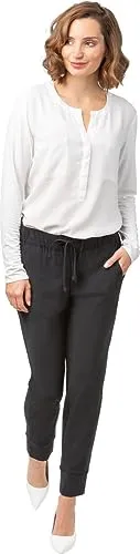 St Ann by Stehmann Jogger Pants Roxana - Tec Jersey Qualität in Schwarz 46 - Stoffhosen mit elastischem Bund und sportivem Tunnelzug, perfekt für aktive Tage. 4 praktische Taschen und hochwertige Tec Jersey Qualität bieten Komfort und Stil.