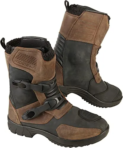 Modeka Tariko Stiefel - Wasserdicht, Braun, 46 EU - Motorradstiefel aus hochwertigem Rindleder mit 100% wasserdichter Hipora® Membran und Knöchelverstärkung für optimalen Schutz und Komfort.