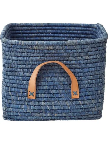 quadratisch Raffia Korb in blau von rice