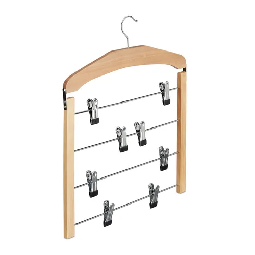 Rockbügel mehrfach Hosenhalter aus Holz in beige von Relaxdays