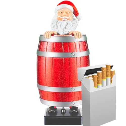 Weihnachtsmann Zigarettenspender,Lustiger Weihnachtsmann Im Holzfass Zigarettenschachtel,Weihnachtsfeier Zigarettenetui,Weihnachten Geschenke für Männer Weihnachtsgeschenke Gag Raucher Geschenk
