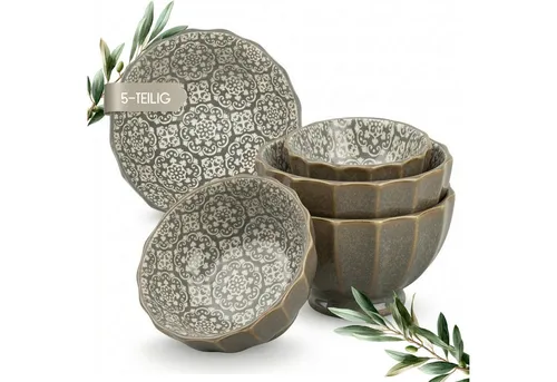 matches21 HOME & HOBBY Schüssel, Porzellan, (5-tlg), Schüsselset für Müsli, Salat & Beilagen