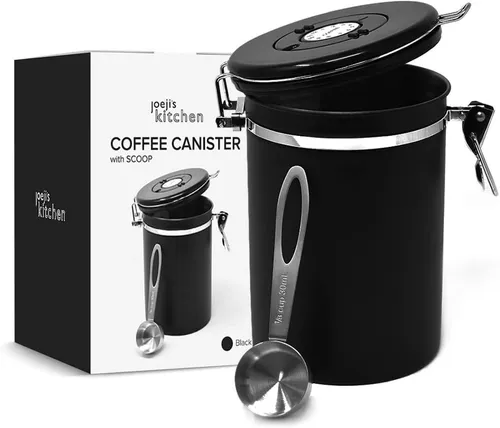 JOEJI’S KITCHEN Kaffeedose 1.8L - Luftdicht und Aromadicht - Hochwertige Kaffeedose aus Edelstahl mit 1.8L Kapazität. Hält Ihren Kaffee frisch und geschmackvoll durch luftdichte Lagerung. Ideal für Kaffeeliebhaber und ein stilvolles Küchenaccessoire.
