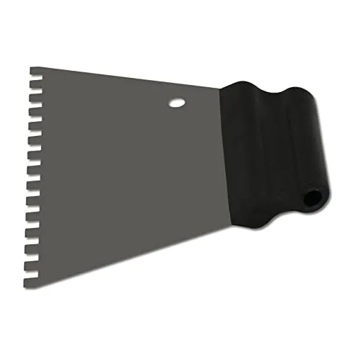 DEWEPRO Kleberspachtel 180 mm – Trapezspachtel mit 6 x 6 mm Zahnung – stabile Stahlklinge – ergonomischer Kunststoffgriff – für Fliesenkleber, Spachtelmassen, Wand- und Bodenarbeiten im Innenausbau