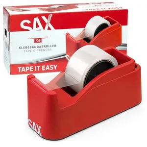 Sax Klebebandabroller Tape it easy, 0-729-01, rot, Tischabroller für Klebeband 50mm x 66m