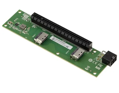 KALEA-INFORMATIQUE 2-Port-MCIO-4i-Karte für PCIe Gen 5.0 x8 oder x4 zur Verlagerung eines PCI-Express-Ports, MCIO-Anschlüsse senkrecht zum PCIe-Steckplatz
