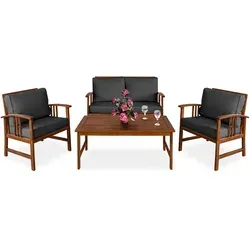 Casaria Loungeset Atlas - Wetterfest & 300kg belastbar - Garten-Lounge-Set aus hochwertigem Akazienholz, wasserabweisend und ideal für entspannte Stunden im Freien. Perfekt für Garten und Terrasse!