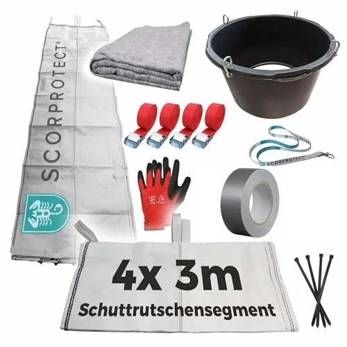 Scorprotect® Schuttrutsche 12 m flexibel mit Zubehör - Vorbereitungsmaterialien - Ideal für Abbrucharbeiten, leicht transportierbar und schnell montiert, reduziert Geräuschbelastung und Staub.