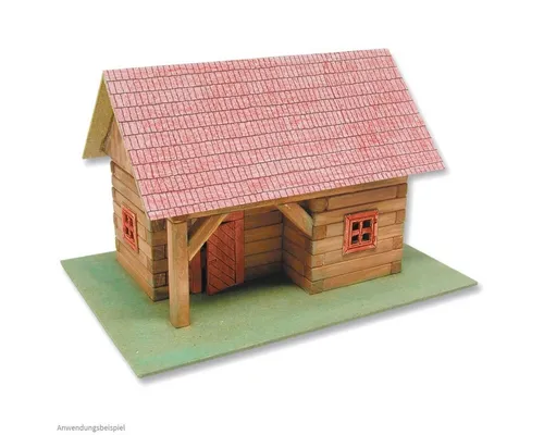 matches21 HOME & HOBBY Blockhaus mit Vordach Kinder ab 11 Jahren Holzbaukasten