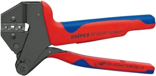Knipex 97 43 05 Crimpzange für unisolierte Steckverbinder - Hochwertige Crimpzange für lötfreie elektrische Verbindungen, ergonomisch gestaltet und mit präziser Crimpkraft für gleichbleibende Qualität. Ideal für professionelle Anwendungen.