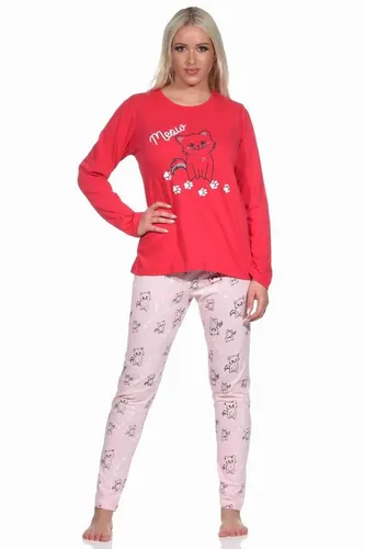 Normann Pyjama Süßer Damen Schlafanzug mit Katzenmotiv in Rosa 48-50 - Bequemer Damen Schlafanzug aus 100% Baumwolle in Rosa mit niedlichem Katzenmotiv. Ideal für entspannte Nächte und gemütliche Stunden zu Hause. Maschinenwaschbar und pflegeleicht.