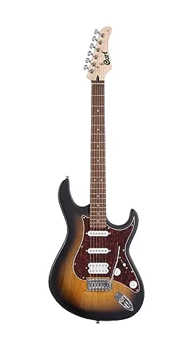 Cort G110 Open Pore Sunburst - G Series E-Gitarre - Gitarren, Pappel-Korpus mit Jatoba/Ahorn-Hals, ausgestattet mit Cort Powersound HSS Tonabnehmer für vielseitigen Klang und tolles Spielgefühl.