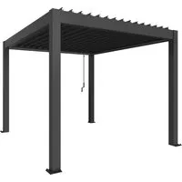 Biohort Pergola 3,5 x 3 - Dunkelgrau-Metallic - Pavillon aus feuerverzinktem Stahl mit stufenlos verstellbaren Lamellen für individuellen Sonnenschutz und angenehmes Klima. Ideal für Terrasse oder als freistehende Schattenoase.
