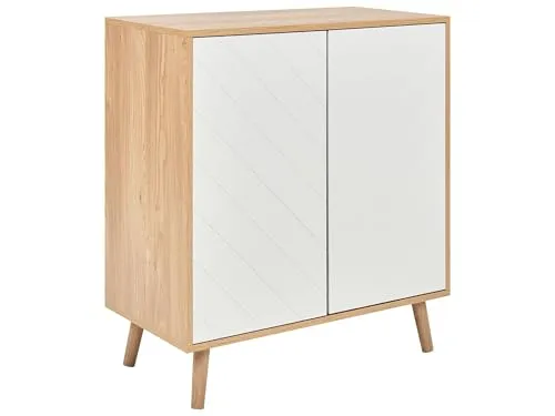 BELIANI Skandinavisches Sideboard in Weiß und hellem Holz