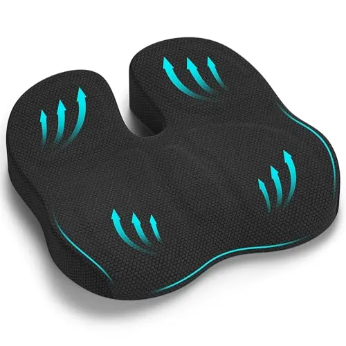 Produktbild Juspota Orthopädisches Sitzkissen, Ergonomisches Sitzkissen Bürostuhl, Steissbeinkissen Entlastung, Komfortabel Sitzkissens Stuhl, Stress Abbauen Stuhlkissen Sitzpolster für Auto Büro - Schwarz