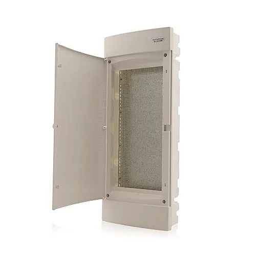 Intratec Unterputz Multimediaverteiler IP40 – 283x676x106 mm, mit weißer Tür, ideal für Smart Home, Router & Multimedia-Geräte, Gehäuse Weiß RAL 9003