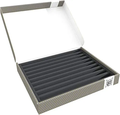 Feldherr Lagerbox FSLB040 - Aufbewahrungsbox für Modelleisenbahn Loks und Waggons, mit 10 Schlitzen für Spur Z, sicherer Transport und Schutz durch hochwertigen Schaumstoff