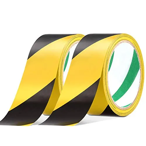 YTBUBOR Sicherheitsklebeband, 2 Rollen 48 mm x 20 m Schwarz und Gelb Absperrband, Selbstklebend Markierungsklebeband Gestreiftes Warnband zur Bodenmarkierung und Sicherheitsmarkierung