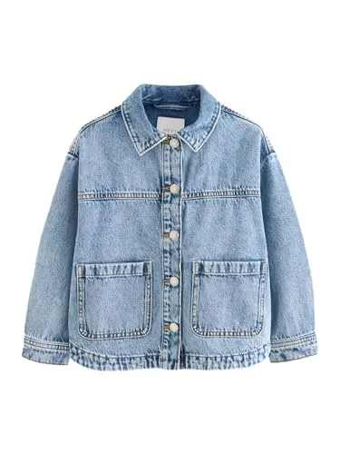 NEXT Mädchen Standard Verkürzte Hemdjacke Mittelblau 116