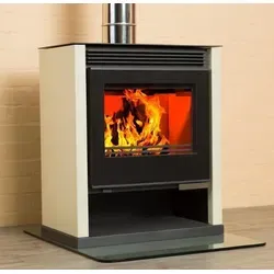 EEK A Kaminofen Victoria Rubin Lux Ivory mit XXL-Sichtscheibe