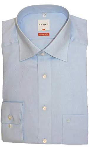 OLYMP Luxor Hemd modern fit extra langer Arm Chambray hellblau - Herrenhemden: OLYMP Modern Fit Hemd mit bügelfreier 100% Baumwolle, extra langem Arm und tailliertem Schnitt für perfekten Tragekomfort.