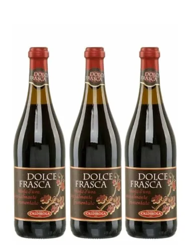 Dolce Frasca Rosso Caldirola 3x 0,75l | Lieblicher italienischer Rotwein - 3 Flaschen je 750ml süßer Rotwein mit 5,5% Vol., ideal zu Desserts und leicht gekühlt, für besondere Genussmomente.