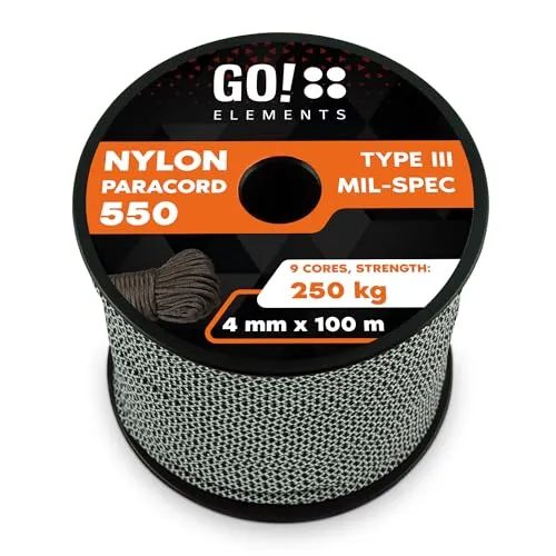 GO!elements 100m Paracord Seil in schwarz von GO!elements