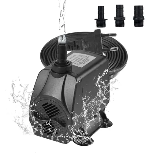 BACOENG Springbrunnenpumpe, 100W 3800L/H Teichpumpe Klein Gartenbrunnen Pumpe, Pumpe für Springbrunnen, Mini Wasserpumpe Aquarium Pumpe mit EU Stecker r