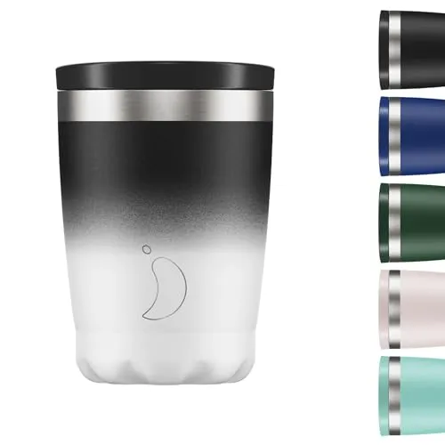 Chilly's Original Kaffeebecher - Reise-Thermo-Tasse für kalte und heiße Getränke - Mehrwegbecher mit Deckel - Doppelwandig und Vakuumisoliert - Edelstahl - 340ml - Monochromer Farbverlauf