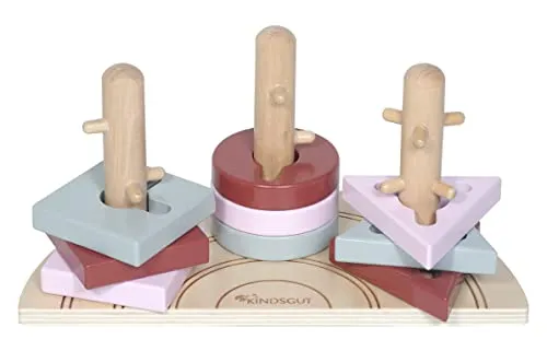 Kindsgut Steck-Puzzle Regenbogen, Förderung der Motorik, Holzspielzeug, Lernspielzeug für Kleinkinder, Geschenkidee für Geburtstage und Feiern, 9 Teile, Elias