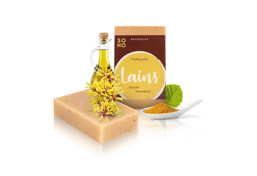 SOHO Naturkosmetik Feste Duschseife Cremige Peelingeseife, Mandelöl & Hamamelis