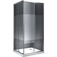 Duschkabine Eckdusche Teilsatiniert 80 x 195 x 80 cm mit Wanne - Elegante Duschkabine mit Schiebetüren für platzsparenden Komfort. Hochwertiges Sicherheitsglas und einfache Montage garantieren Langlebigkeit und Hygiene in Ihrem Badezimmer.