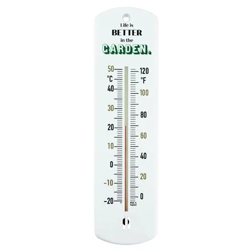 Gewächshaus-Thermometer – 240 mm klassisches Gartenthermometer Geschenk für den Außenbereich im Garten Gewächshaus Schuppen Allotment Zubehör Ideales Gartengeschenk (Leben ist besser im Garten)
