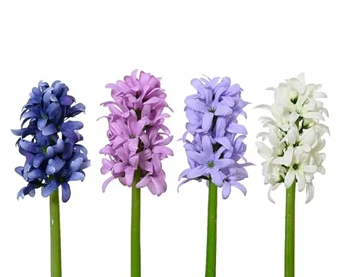 Decoris Künstliche Hyazinthe mit Stiel 7x22cm 1 Stück Sortiert - Kunstblumen Hyazinthen - Deko Blumen für Blumendeko Blumenarrangement Tischdeko - Blumenschmuck Stielblume