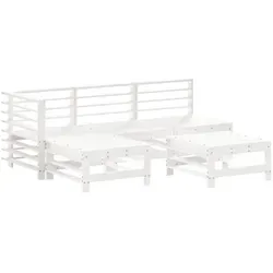 vidaXL 5-tlg. Garten-Lounge-Set Weiß aus massivem Kiefernholz - Gartenmöbel-Set aus massivem Kiefernholz mit rustikalem Latten-Design, ideal für gemütliche Stunden im Freien. Maximale Tragfähigkeit pro Sitz: 110 kg.